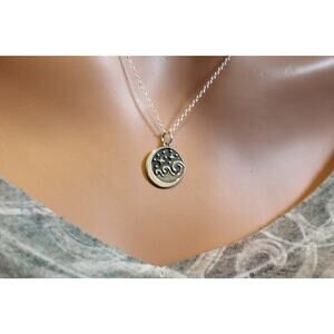 Sterling Silver Starry Night Wave Charm Necklace, Starry Night Wave Necklace